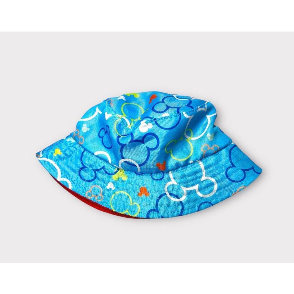 Disney Mickey Mouse Kids Bucket Hat Red Reversable Light Blue Lining Embroidered - Picture 8 of 9